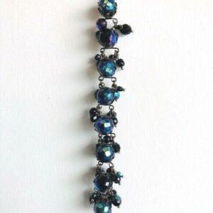Accessorize bracelet Sparkly evening peacock blue gasoline bead black gothic Y2K